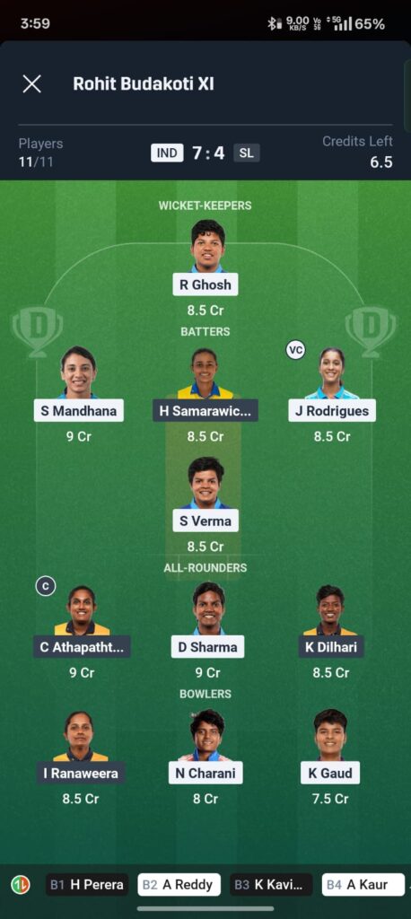 IND W vs SL W Dream11 Prediction