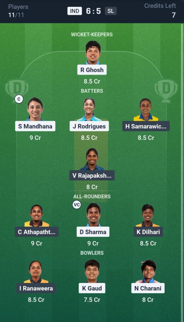 IND W vs SL W Dream11 Prediction