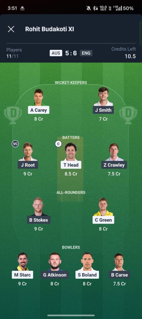 AUS vs ENG Dream11 Prediction 4th Test