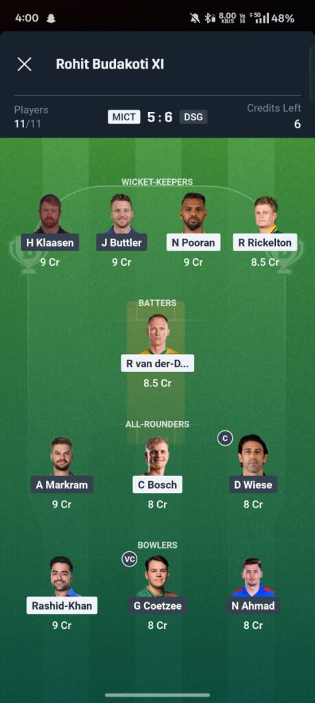 MICT vs DSG Dream11 Prediction