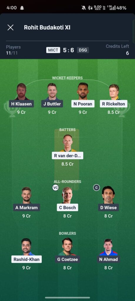 MICT vs DSG Dream11 Prediction