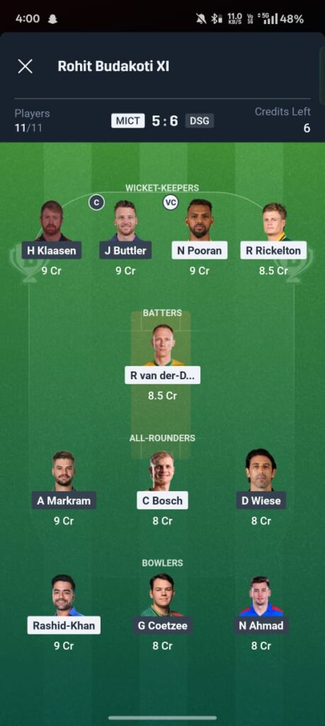 MICT vs DSG Dream11 Prediction