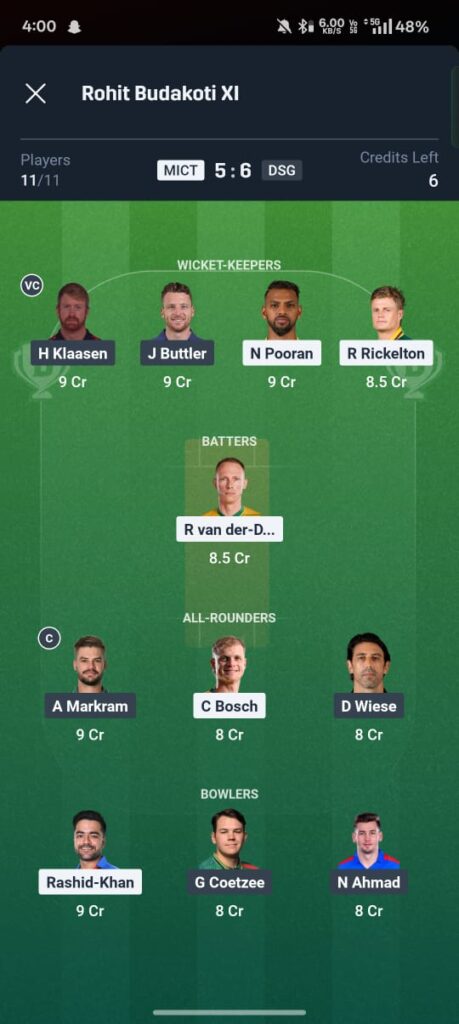 MICT vs DSG Dream11 Prediction