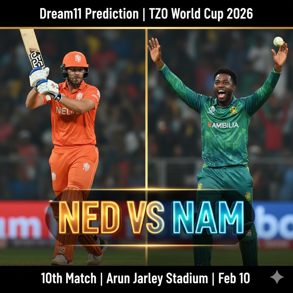 
 Netherlands vs Namibia Dream11 Prediction ICC T20 World Cup 2026 10th Match Group A Arun Jaitley Stadium Delhi Best Team Captain Vice-Captain Fantasy Picks