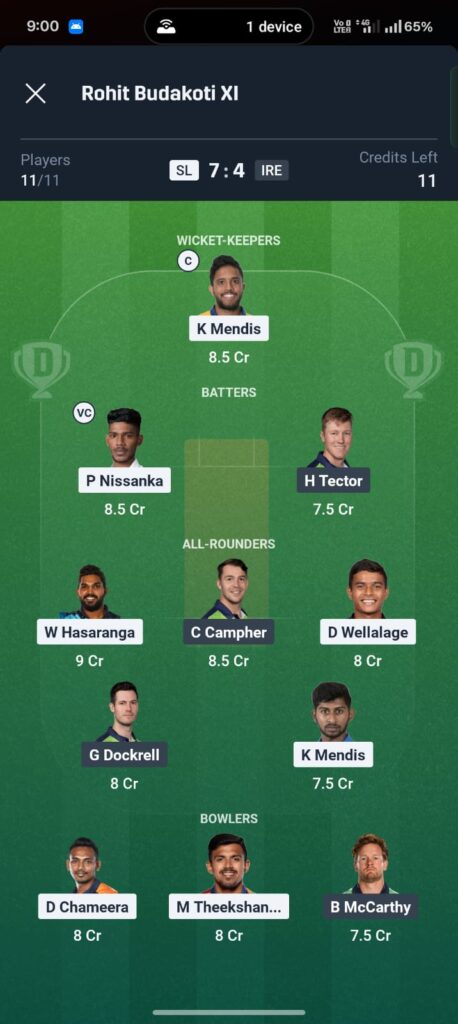 SL vs IRE Dream11 Prediction