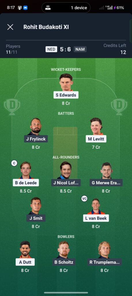 NED vs NAM Dream11 Prediction