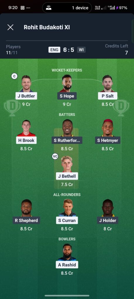 ENG vs WI Dream11 Prediction Today
