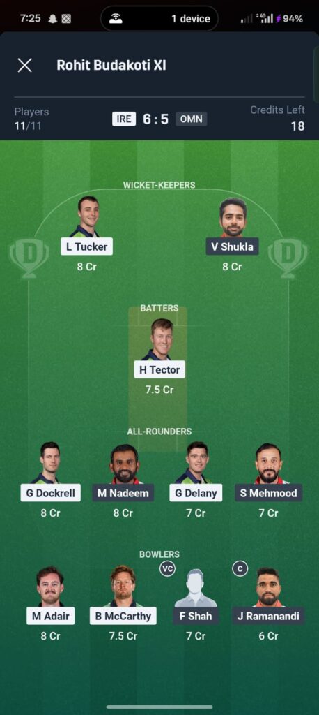 IRE vs OMN Dream11 Prediction