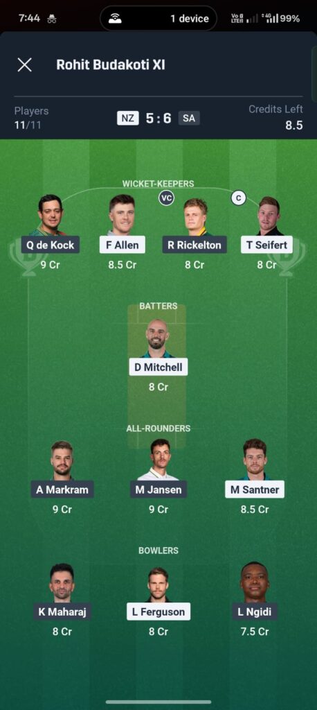 NZ vs SA Dream11 Prediction