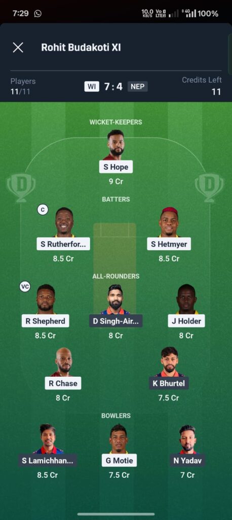WI vs NEP Dream11 Prediction 2026