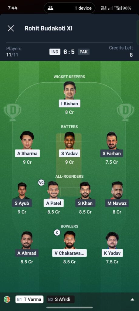 IND vs PAK Dream11 Prediction