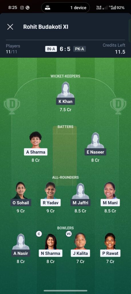 IND-A-W vs PAK-A-W Dream11 Prediction 2026
