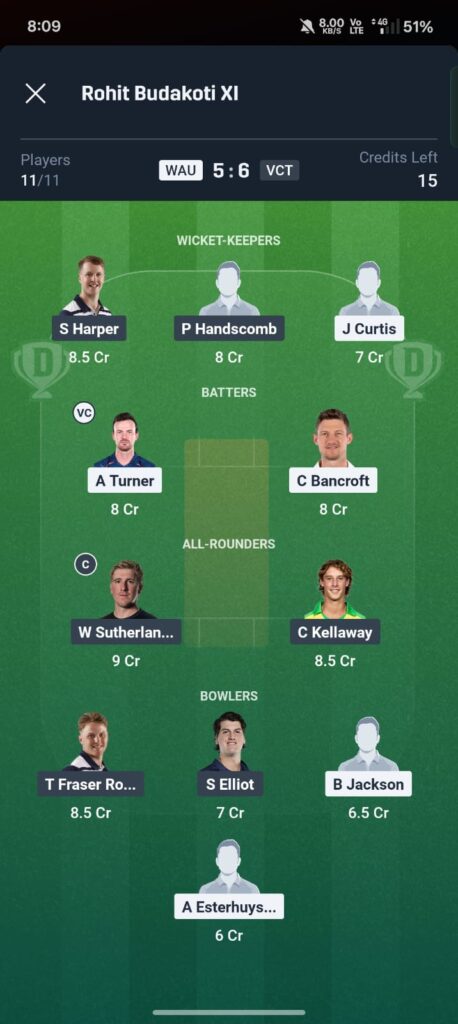 WAU vs VCT Dream11 Prediction Match 21 Australia One-Day Cup 2026.