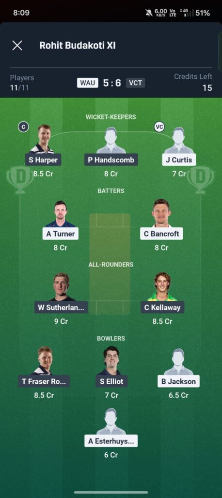 WAU vs VCT Dream11 Prediction Match 21 Australia One-Day Cup 2026.