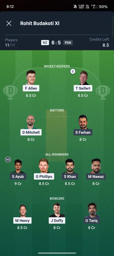 NZ vs PAK Dream11 Prediction