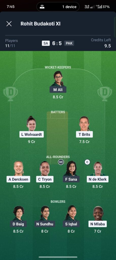 SA W vs PAK W 1st ODI Dream11 Prediction 2026