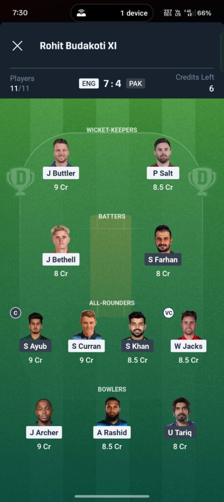 ENG vs PAK Dream11 Prediction T20 World Cup 2026
