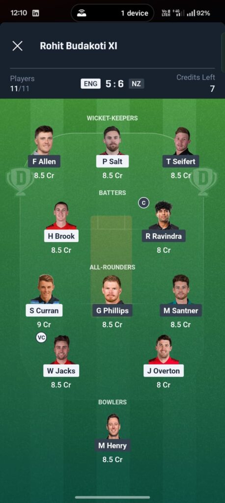 ENG vs NZ Dream11 Prediction Today