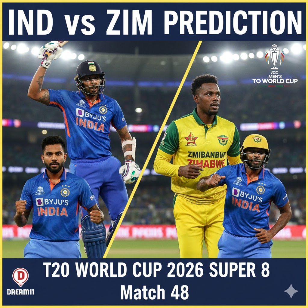 IND vs ZIM Dream11 Prediction: T20 World Cup 2026, Match 48 – Pitch Report, Playing XI, Injury updates and Fantasy Cricket Tips