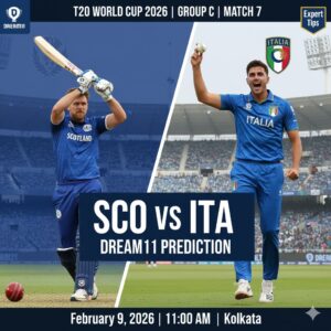 Scotland vs Italy Dream11 Prediction T20 World Cup 2026 - Fantasy Cricket Tips, Best Team, Captain Picks, Eden Gardens Pitch Report