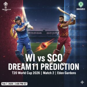 WI vs SCO Dream11 Prediction T20 World Cup 2026 Match 2 Eden Gardens Feature Image