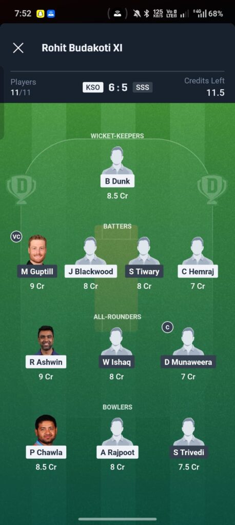 KSO vs SSS Dream11 Prediction