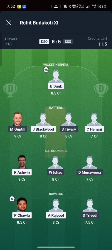 KSO vs SSS Dream11 Prediction