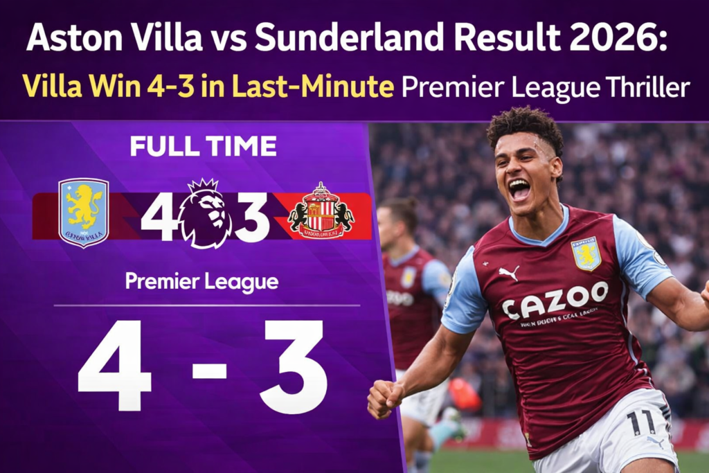Aston Villa vs Sunderland Result 2026