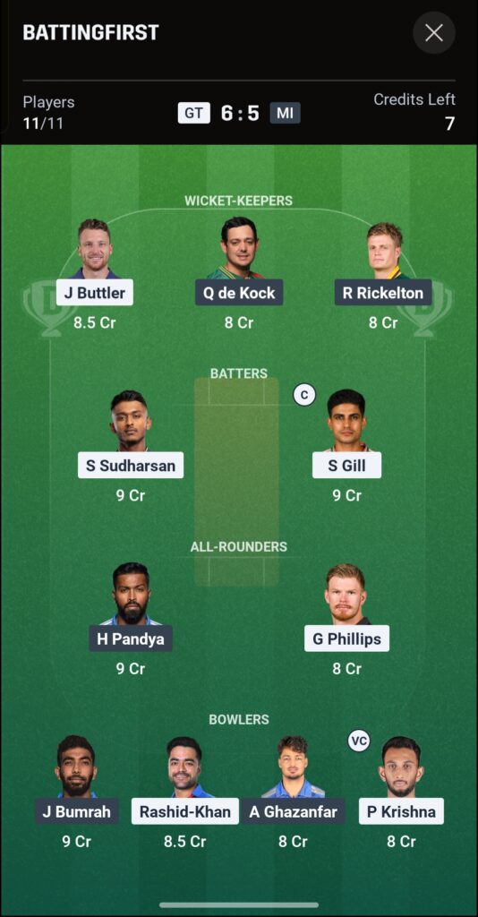 Dream11 team today match 