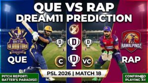 QUE vs RAP Dream11 Prediction Today Match