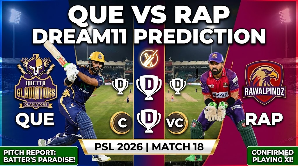 QUE vs RAP Dream11 Prediction Today Match