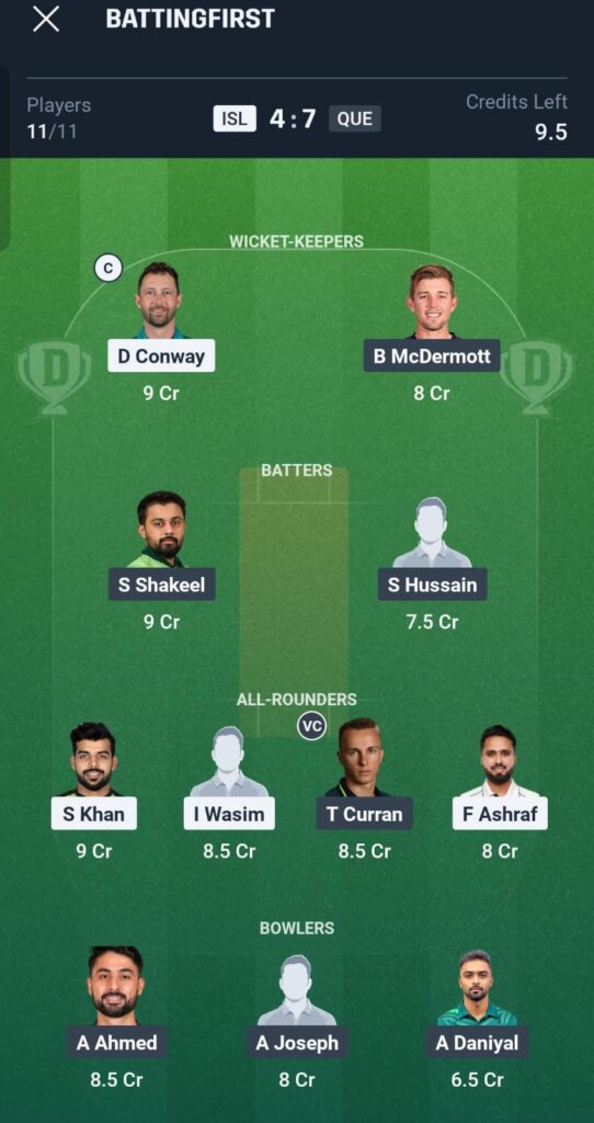 QTG vs ISU Dream11 Prediction Today
