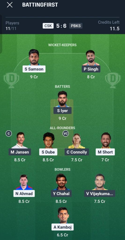 Chennai Super Kings vs Punjab Kings