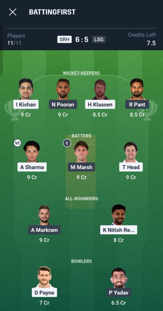 SRH vs LSG Dream11 Prediction