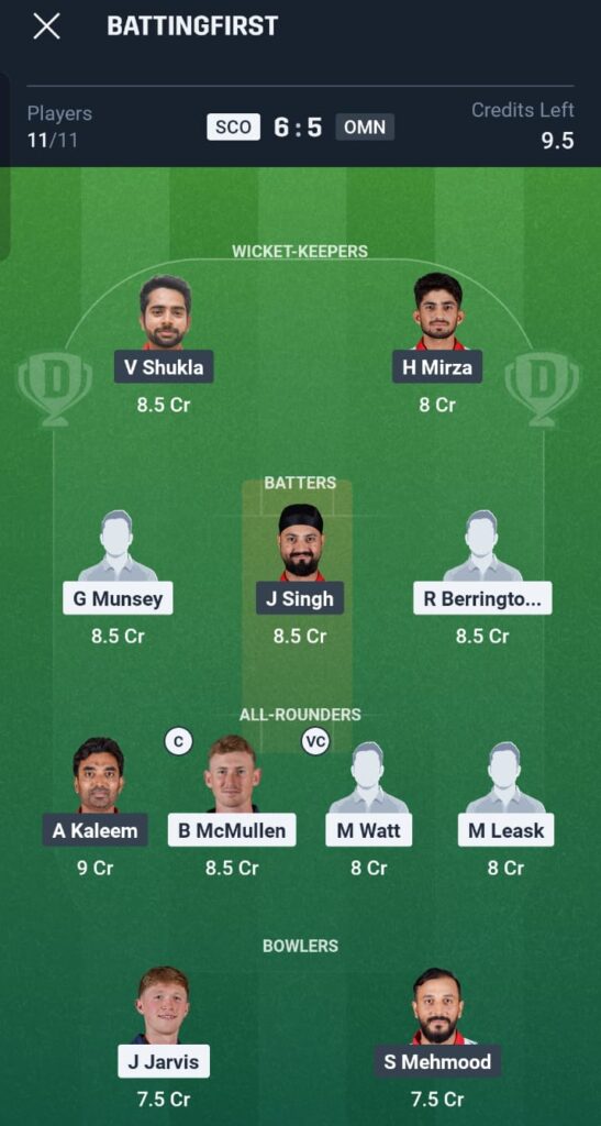 SCO vs OMA Dream11 Prediction
