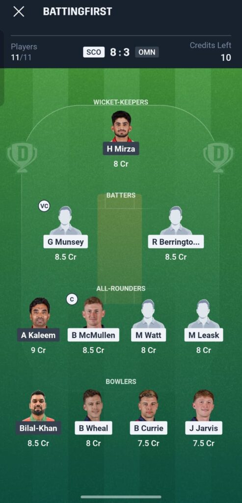 SCO vs OMA Dream11 Prediction
