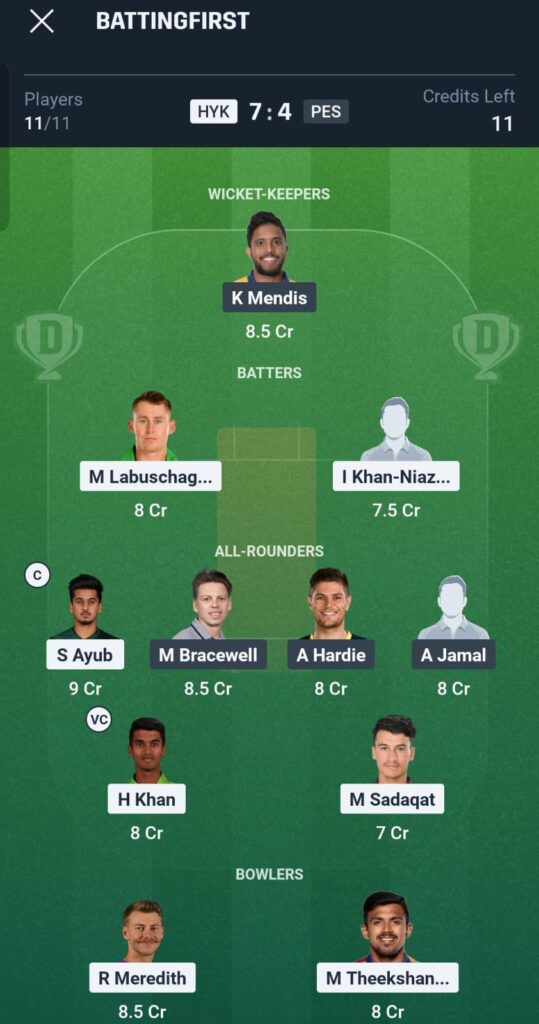 HYK vs PES Dream11 Prediction Today