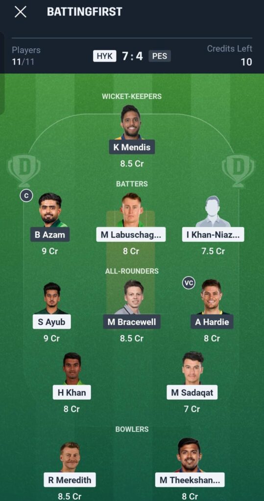 HYK vs PES Dream11 Prediction Today