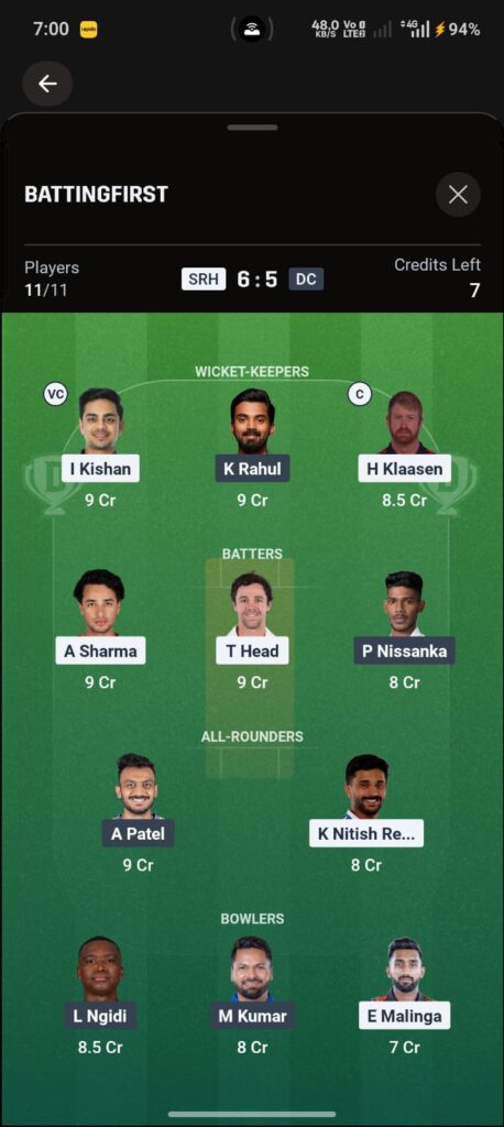 SRH vs DC Dream11 Team Today Match 31 IPL 2026 — Playing XI, Pitch Report & Fantasy Tips (21 April) dream11 team prediction 2026

