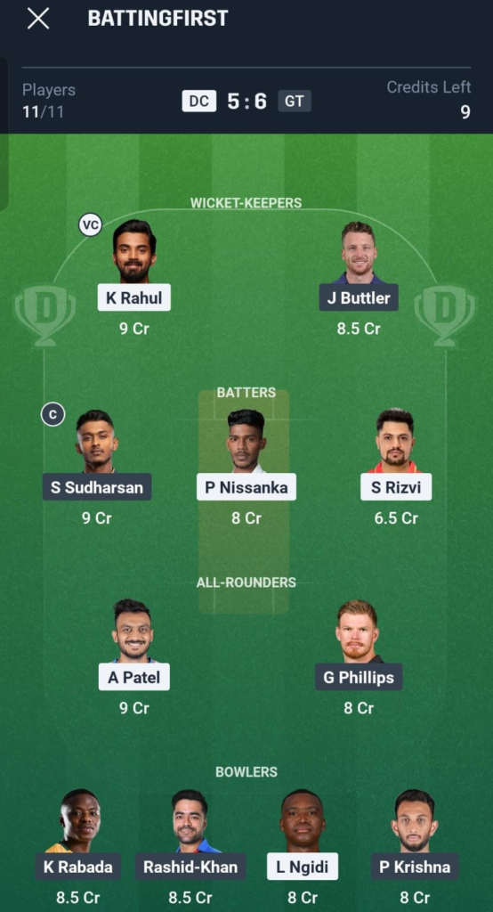 DC vs GT Dream11 prediction best team IPL 2026 Match 14 today