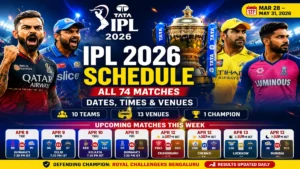 IPL 2026 full schedule all 74 matches dates venues teams RCB MI CSK RR